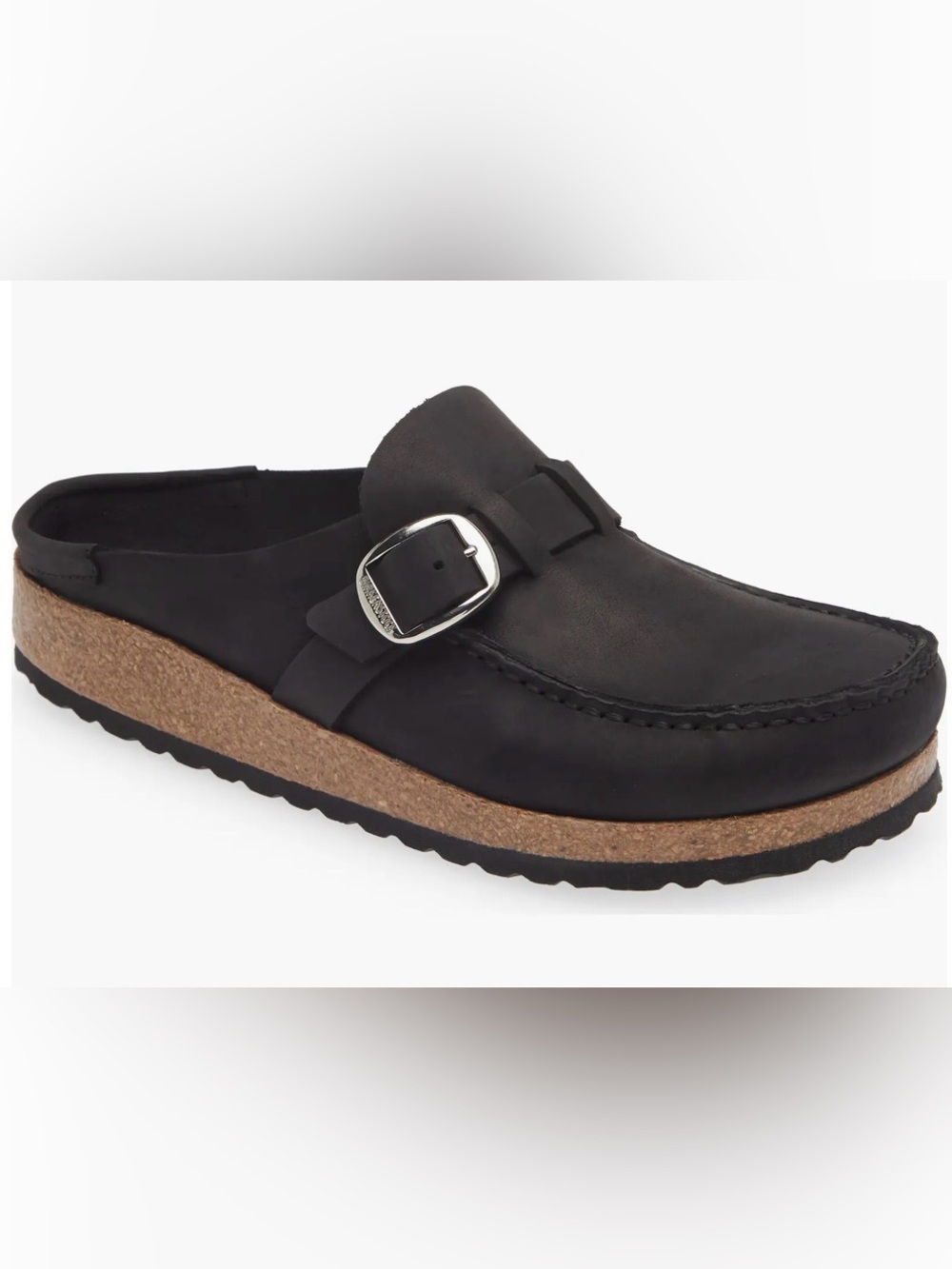 Birkenstock Buckley Black Leather Buckle Clog Mules size 37/US6-6.5 $155 NWOT